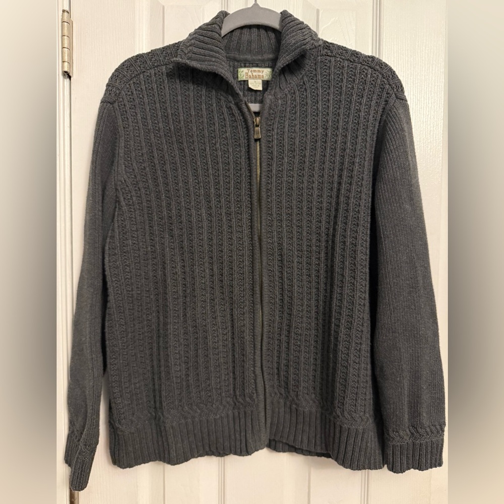 Tommy Bahama Dark Gray Cable Knit Cardigan